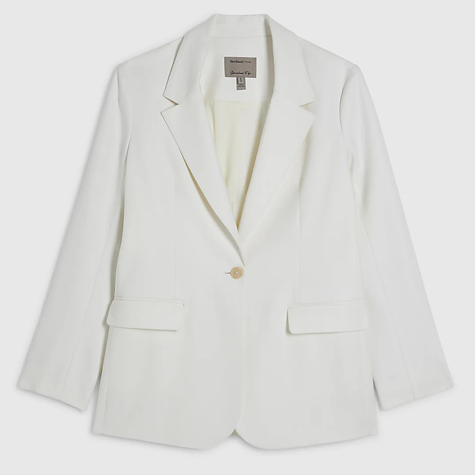 River Island, White Linen Look Blazer