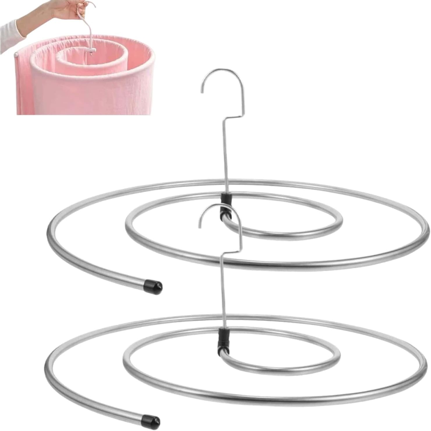 Spiral Drying Rack, Stainless Steel Spiral Drying Mount Laundry,spirals Sheet Hanger for Drying With Hook&amp;#65292;multi-Functional Indoor and Outdoor Clothes Drying Rack, Easily Dries Bed Sheets (2pcs)