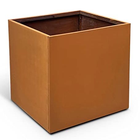 Gzgneevl Corten Steel Planter Box Metal Planters Square Outdoor Steel Planter Cube Rustic Flower Pot 16 Inch for Commercial Residential Garden Patio and Backyard