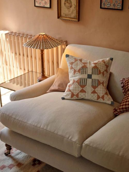 Patchwork Linen Cushion, Warm White
