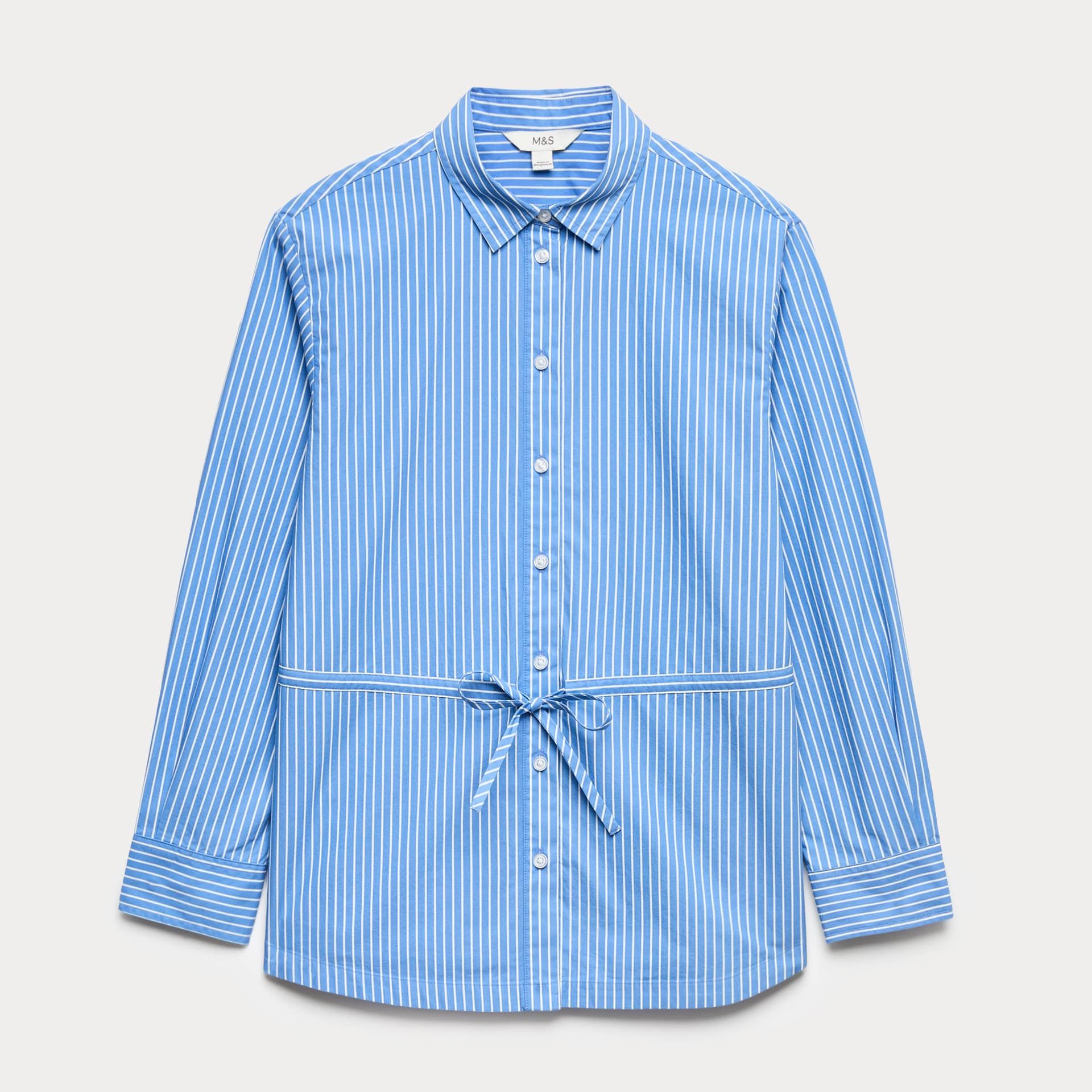 Pure Cotton Striped Drawstring Shirt