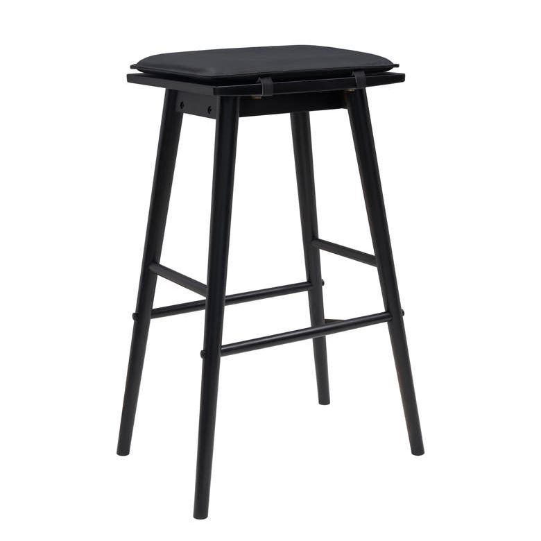 Peroni Classic Saddle-Seat Solid Wood/vegan Leather Backless Stool With Removeable Cushion