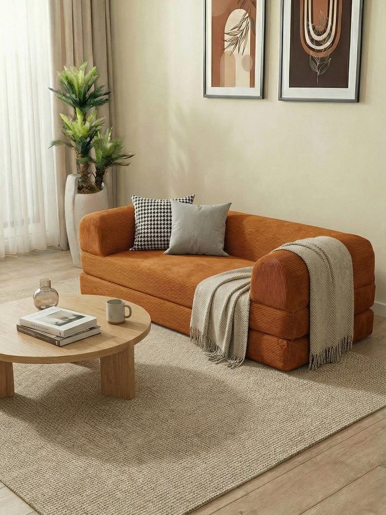 Modular Livingroom Couch, Convertible to Floor Seating Sofa, Minimalist Multicolor No Assembly Needed Sofa