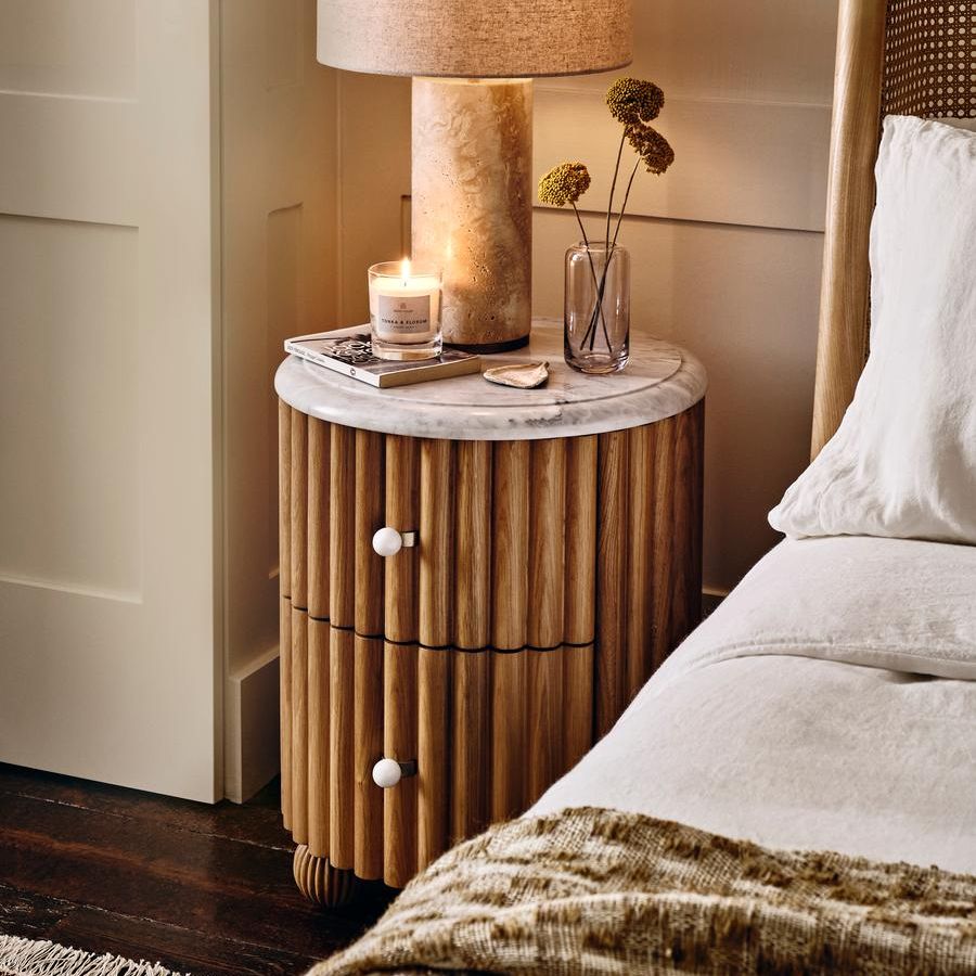 Carlisle Bedside Table, Carrara Marble