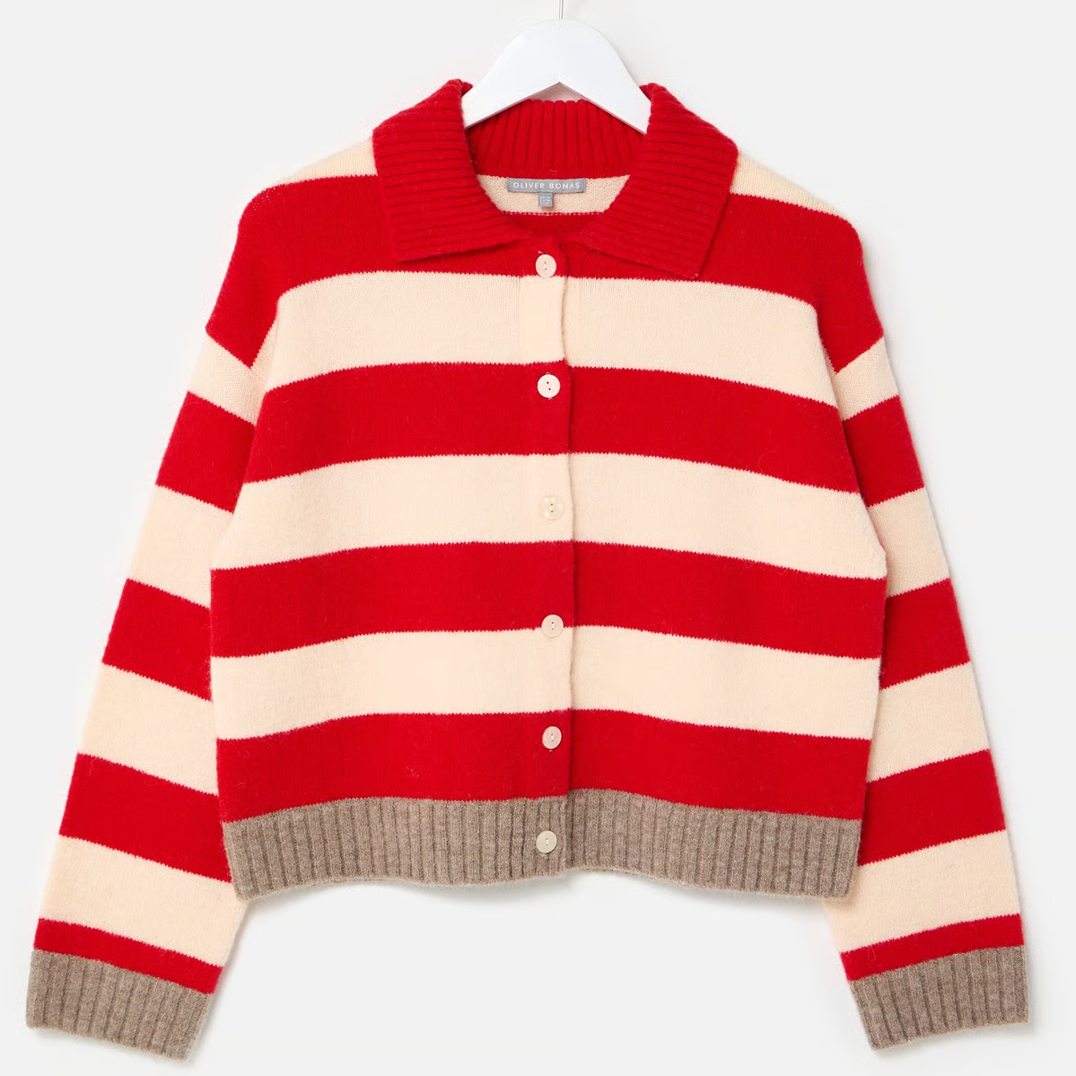 Boden, Red &amp;amp; Cream Striped Cardigan
