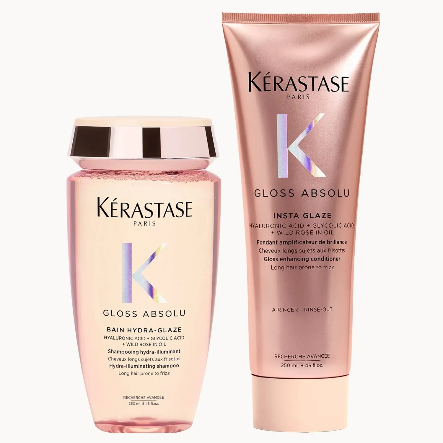 K&amp;eacute;rastase Gloss Absolu Shampoo and Conditioner Duo, With Glycolic Acid, Hyaluronic Acid and Wild Rose