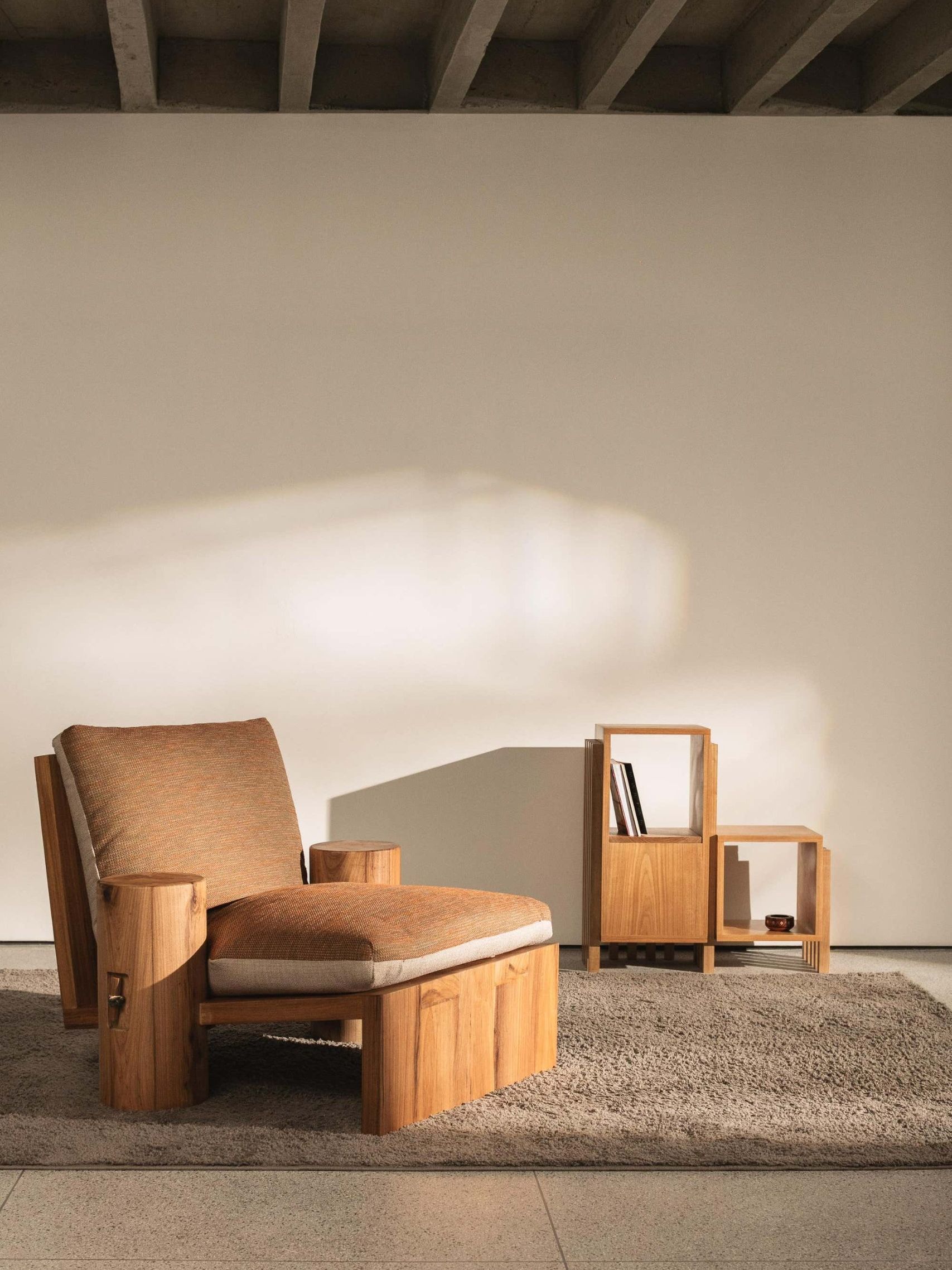 1stDibs, Cais Armchair in hardwood, contemporary brutalist style, by Filipe Ramos