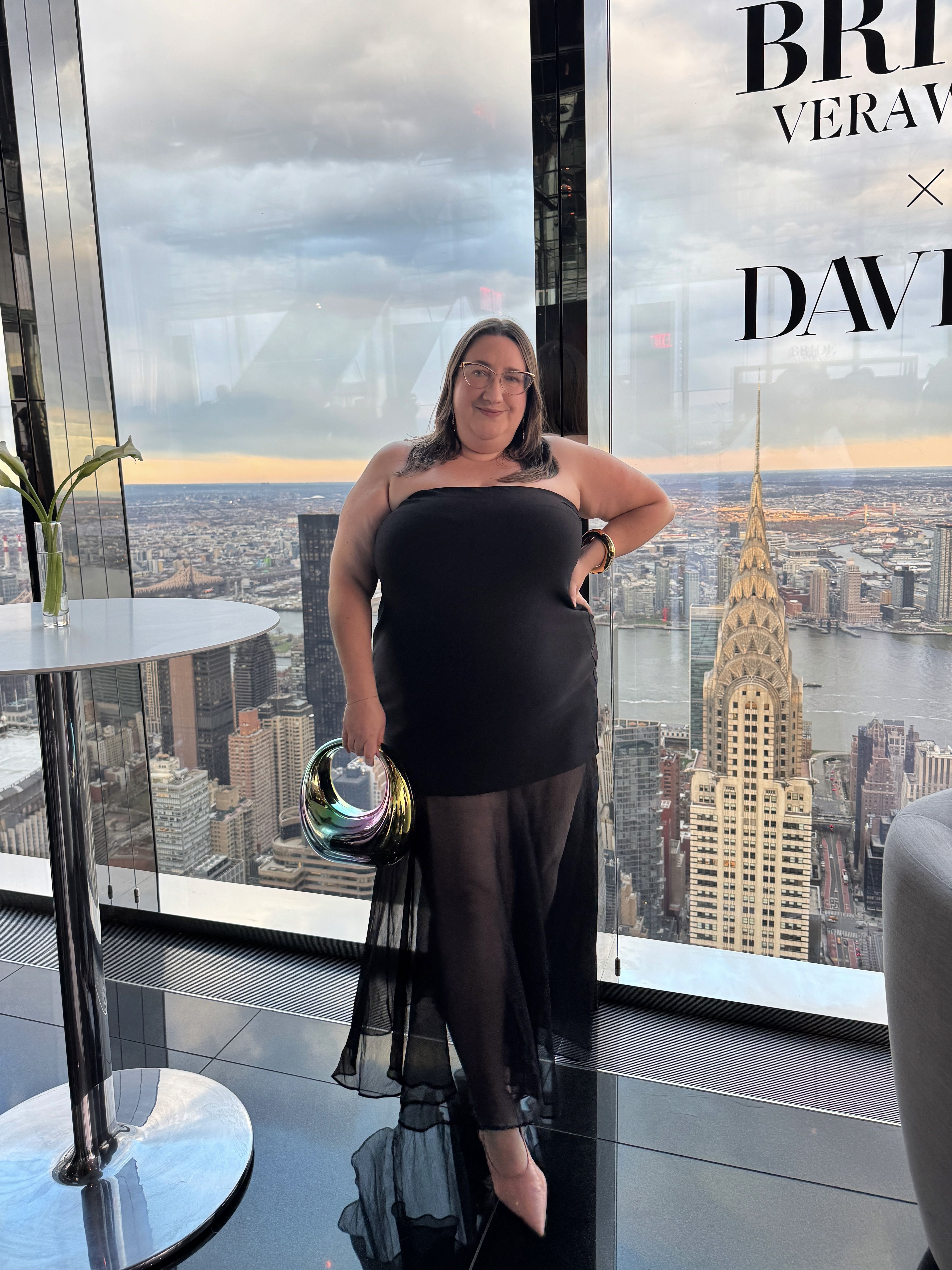 Sarah Chiwaya styles her Naturalizer slingbacks with a semi-sheer evening dress