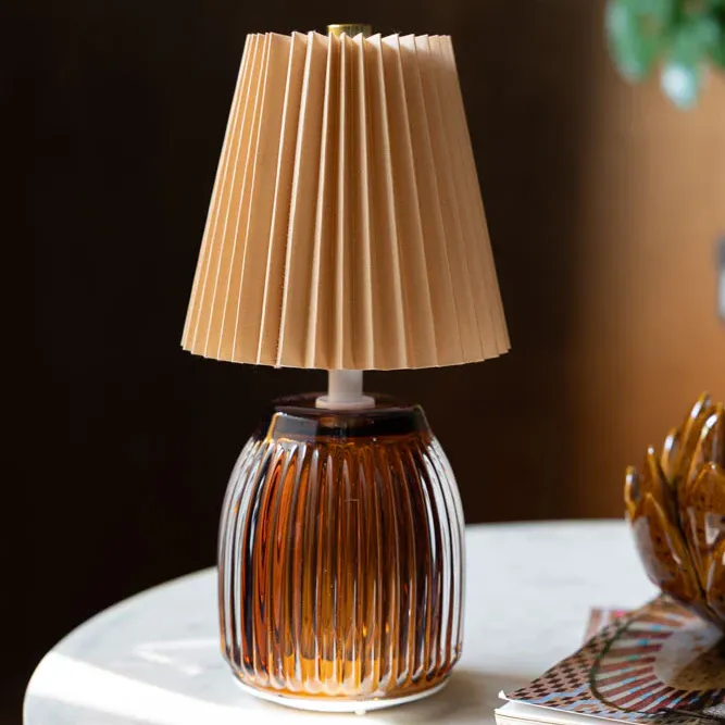 Rockett St George, Amber Pleated Rechargeable Table Lamp