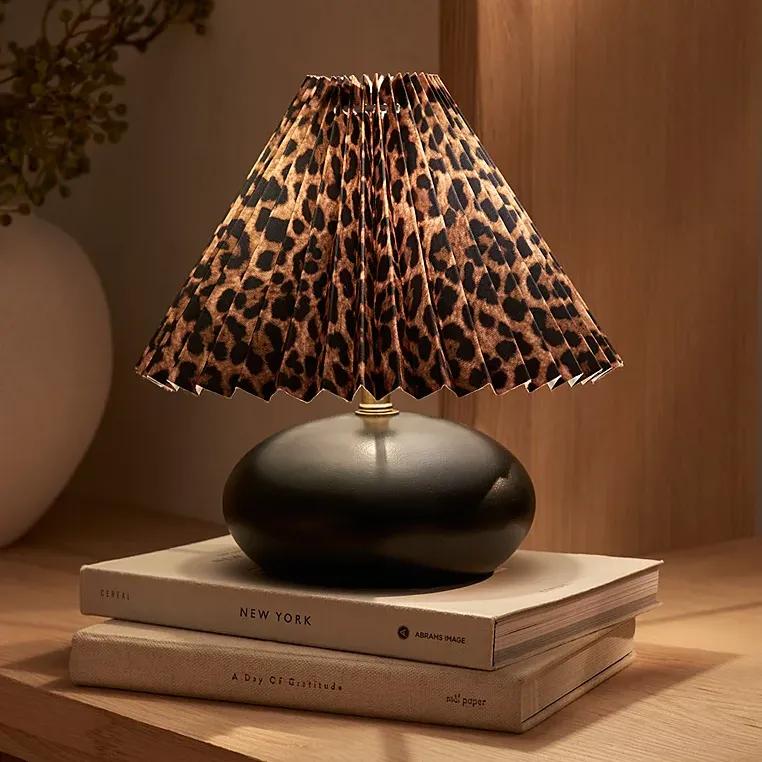 George Home, Black Leopard Print Battery Table Lamp