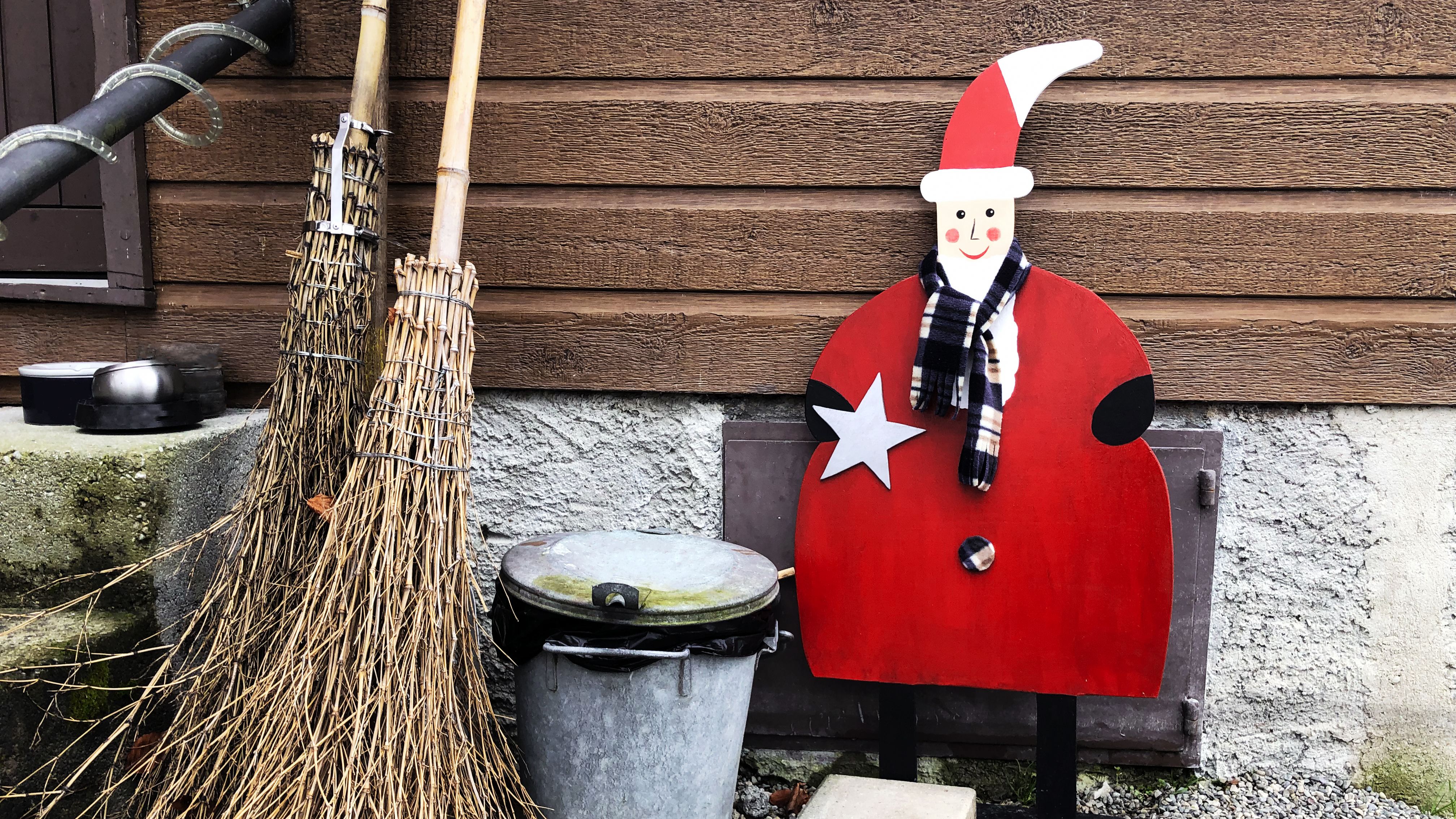 Christmas decoration in front a building at Biel, Bern Canton, Switzerland