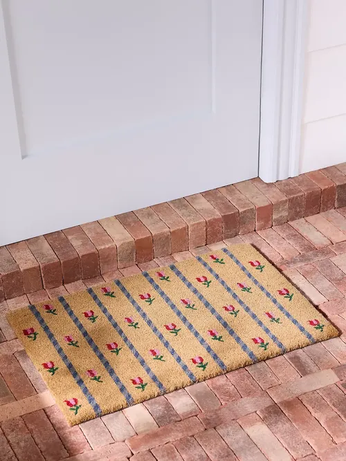Tulips Striped Coir Printed Doormat