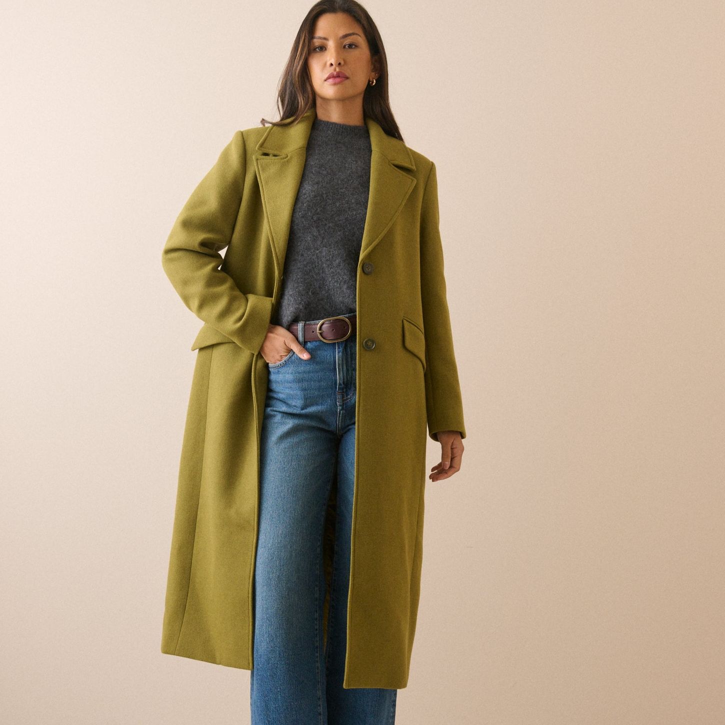 Chartreuse Wool-Blend Coat
