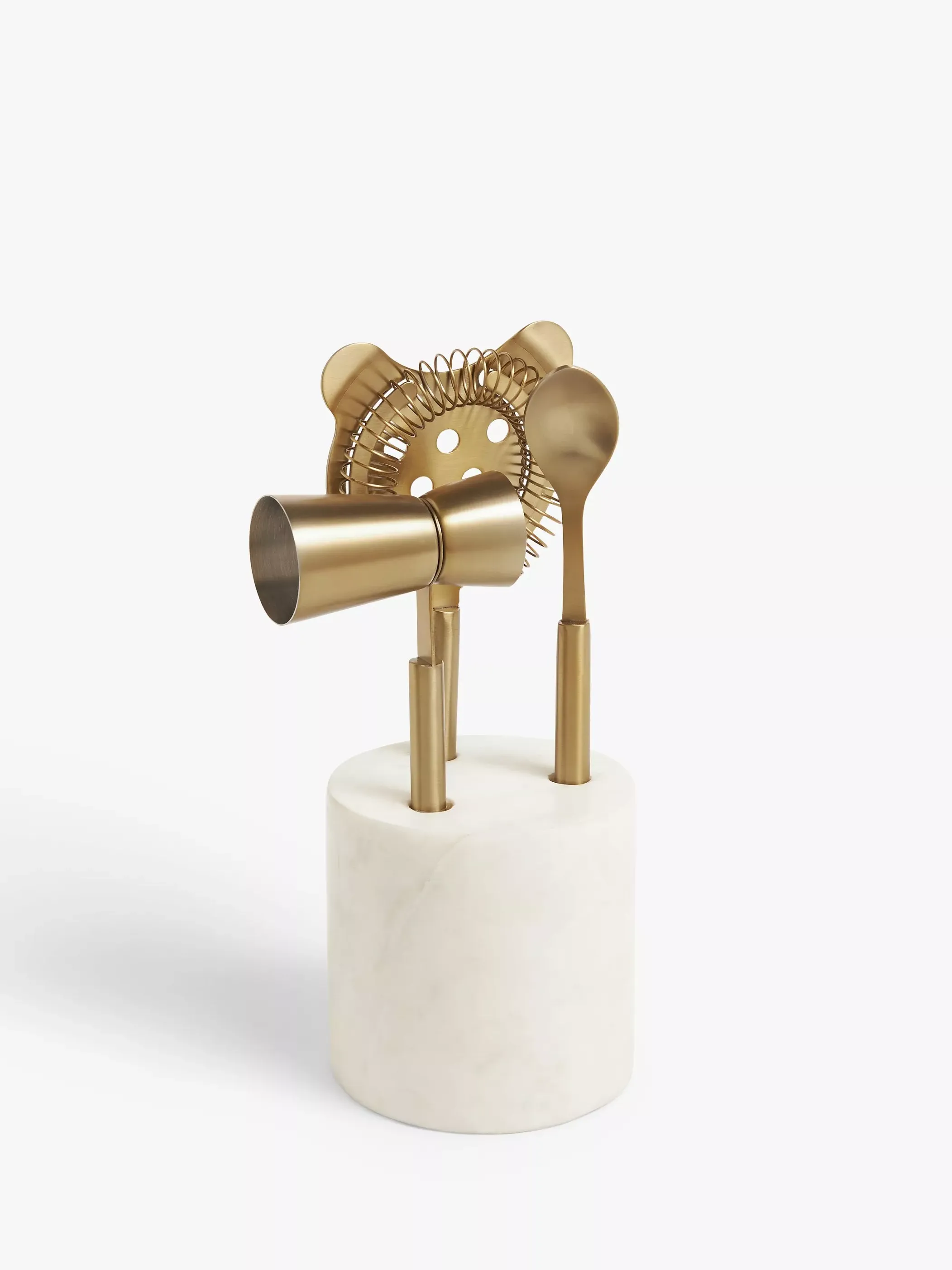 John Lewis Stainless Steel Cocktail Tool Set & Marble Stand