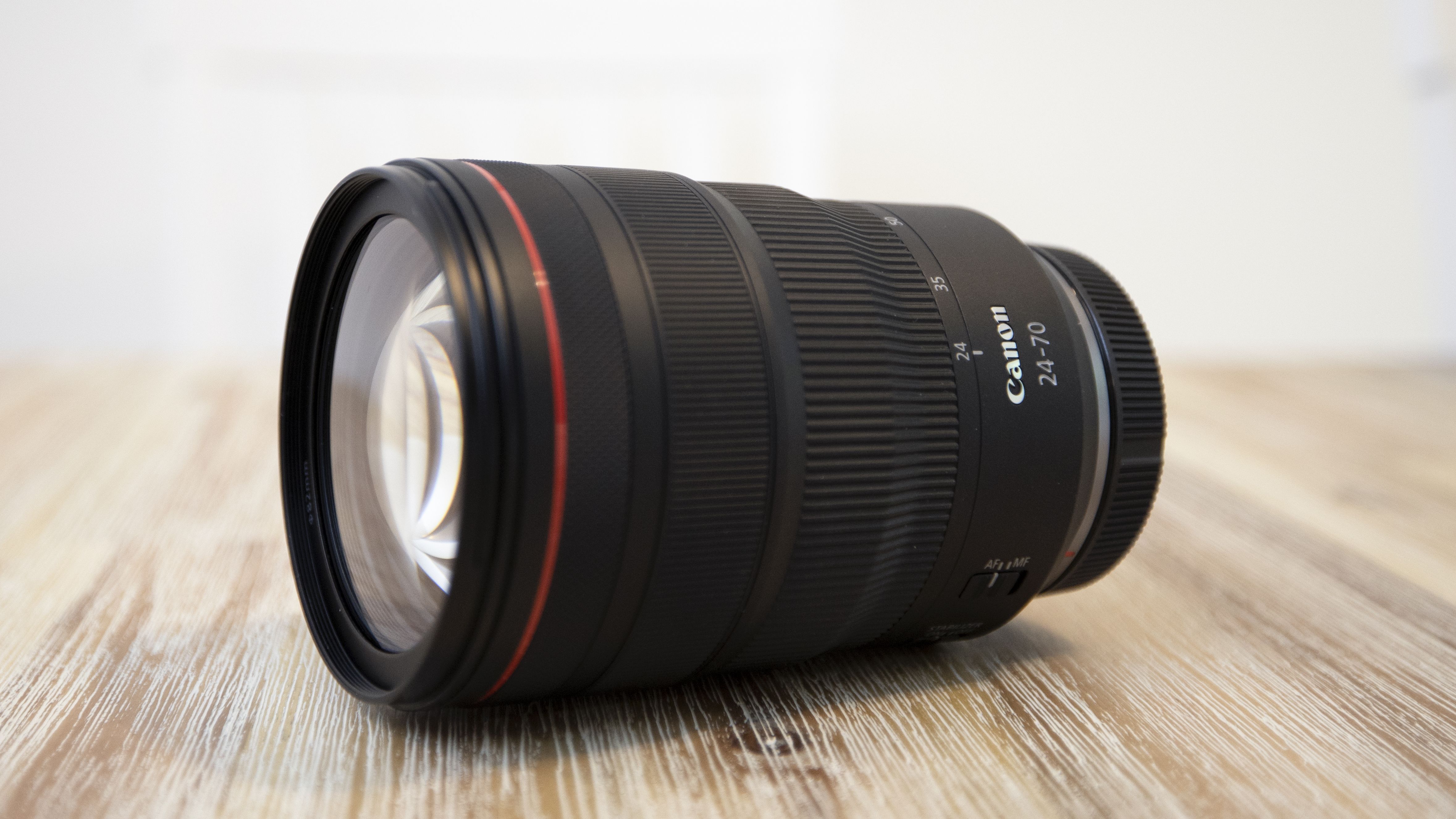 Canon RF 24-70mm lens on a work surface
