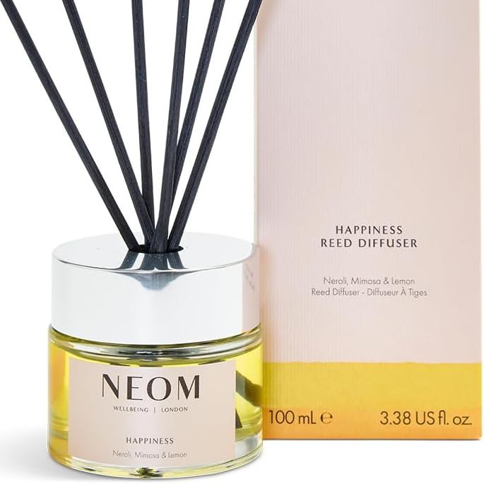 Neom Happiness Reed Diffuser, 100ml | Neroli, Mimosa &amp;amp; Lemon | 100% Natural Fragrance | Scent to Make You Happy