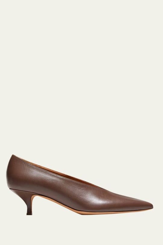 Veneto Leather Kitten-Heel Pumps