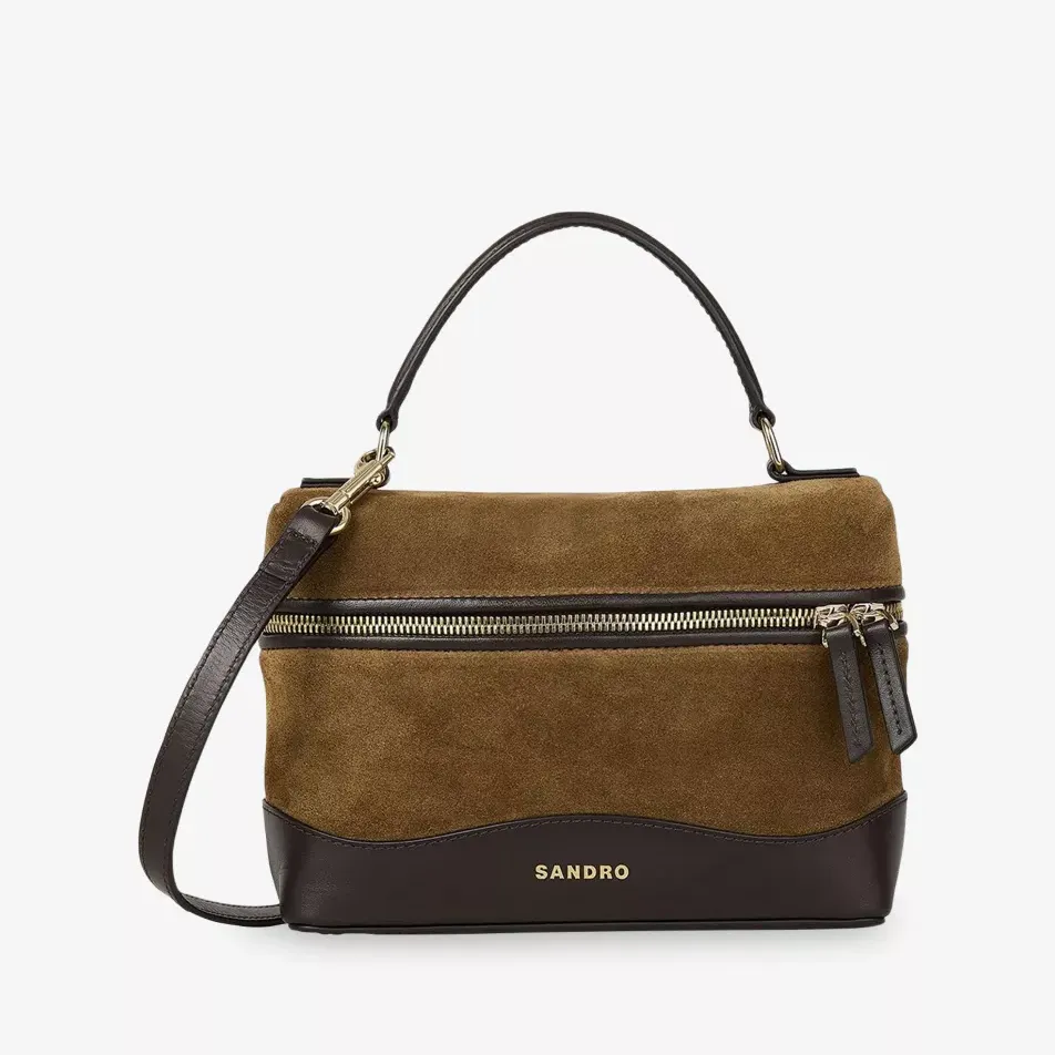 Logo-Embossed Suede Vanity Bag