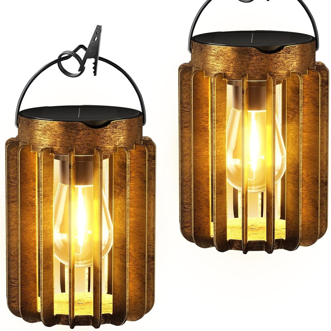 Ahaorigin Solar Lanterns Outdoor Waterproof, Brighter Up to 12 Hrs Outdoor Hanging Solar Lights, Outside Hanging Lanterns for Garden Porch Patio Yard Decor, Gifts for Women Mom Father 2 Pack