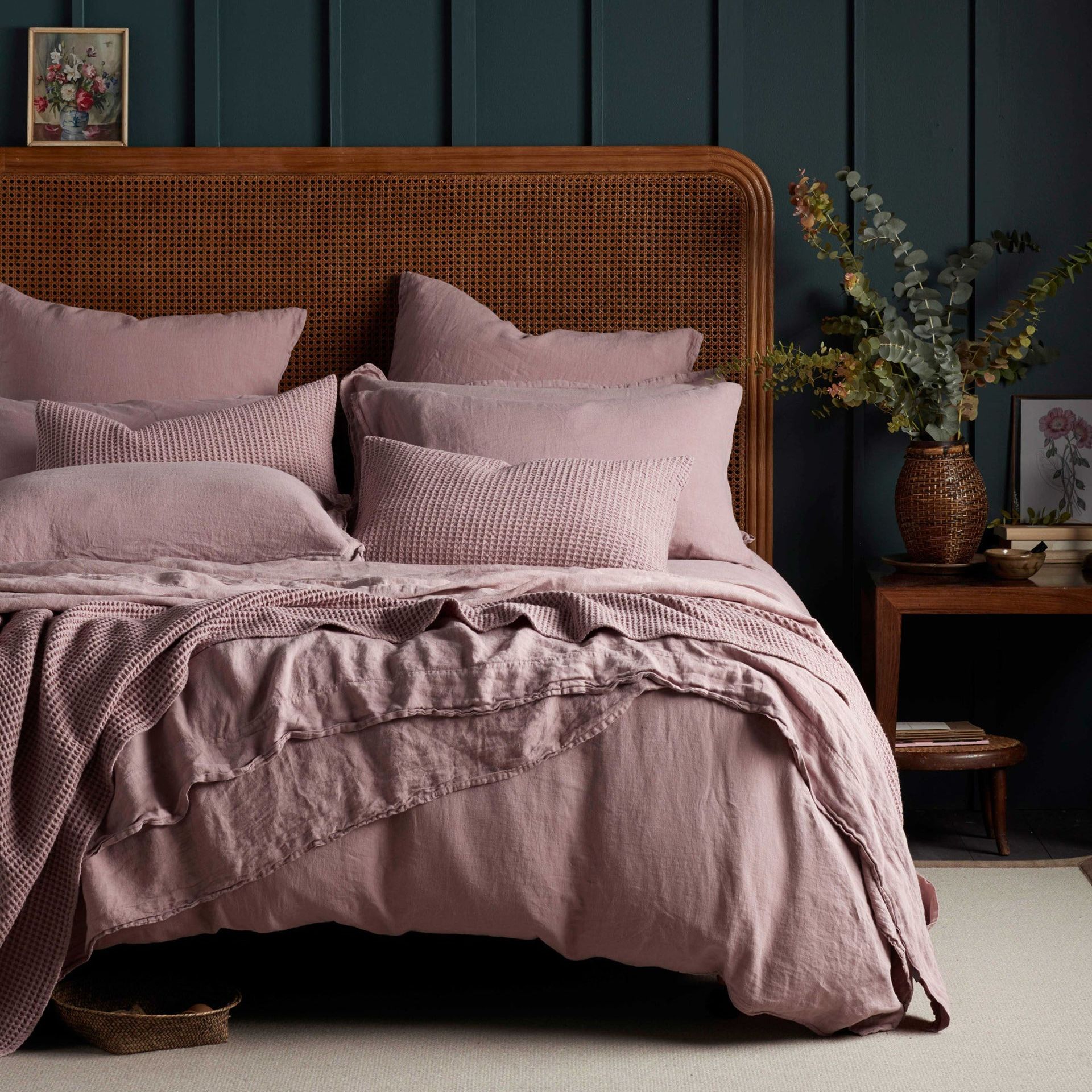 Vintage Rose 100% Linen Duvet Cover - Single