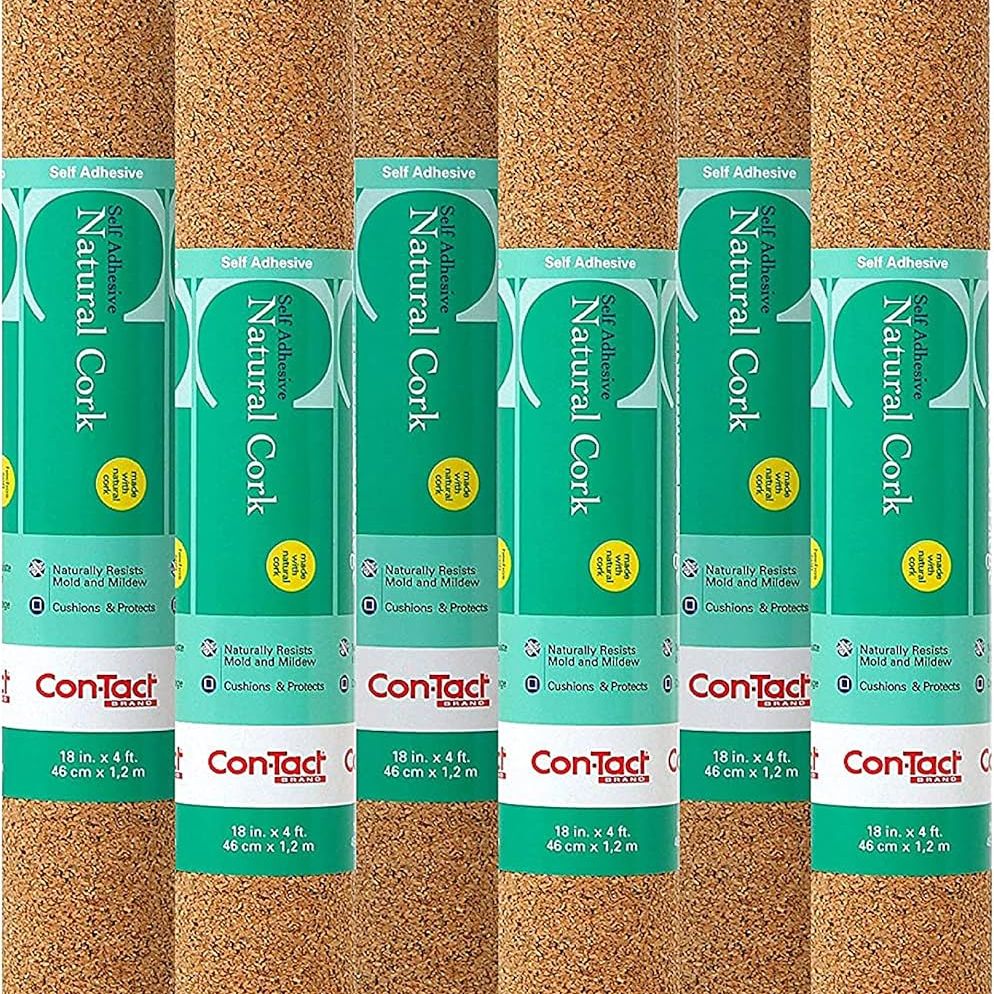 Con-Tact Brand Multi-Purpose Cork Shelf Liner, 18&amp;quot; X 4', Brown, Pack of 6