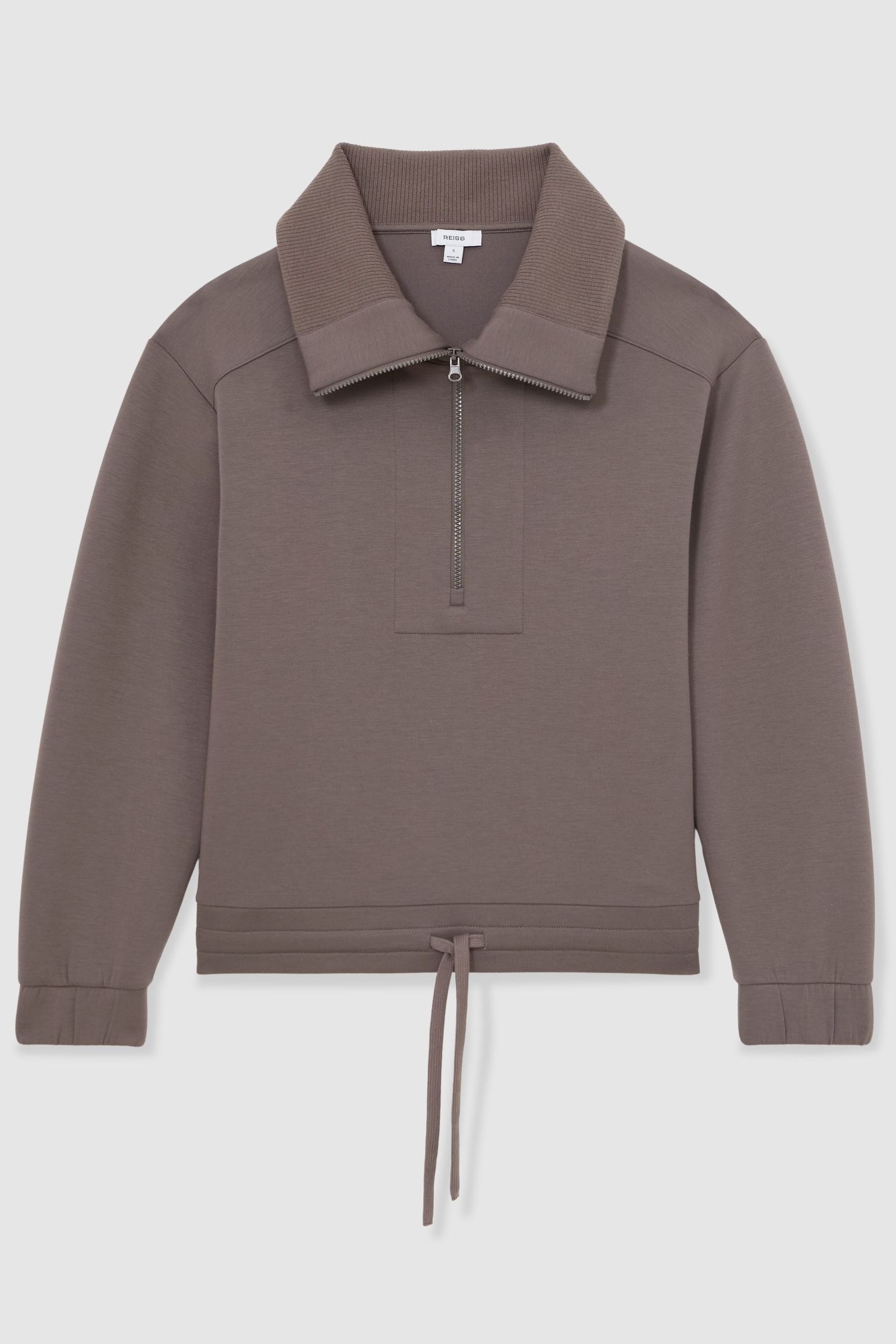 Premium Interlock Half-Zip Sweatshirt in Taupe Brown