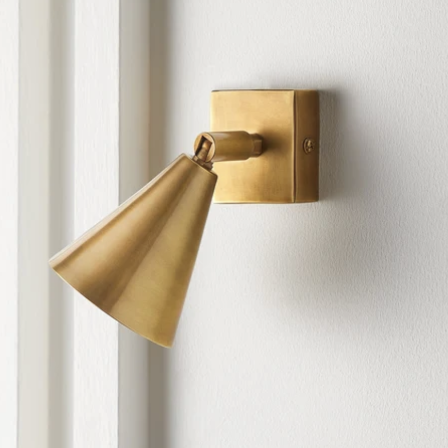 Brass cone-shaped wall light