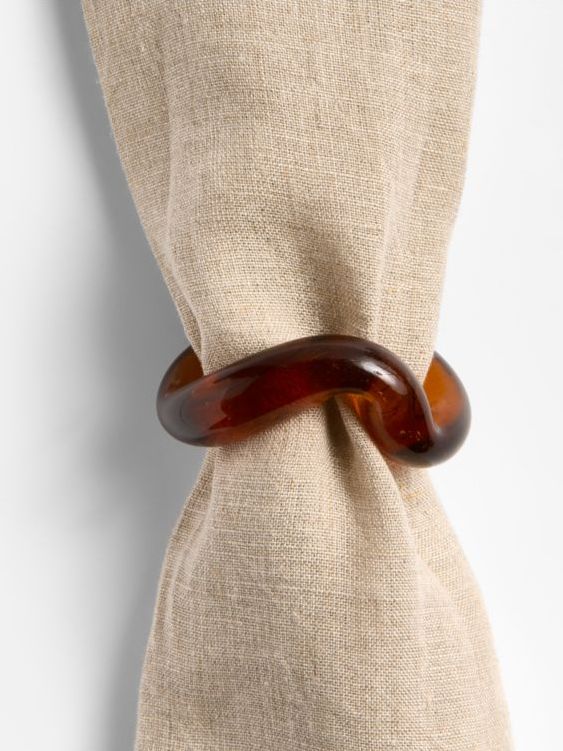 Recycled Glass Amber Napkin Rings, Set of 4