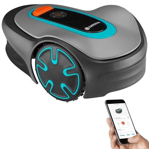 Gardena 15201-20 Sileno Minimo - Automatic Robotic Lawn Mower With Bluetooth App, Boundary Wire - for Lawns Up to 2700 Sq Ft, Made in Europe, Grey