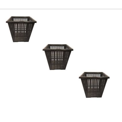 4&quot; Square Water Garden Pond Aquatic Plastic Slotted Mesh Pond Plant or Flower Basket 3 Pack, Plastic Water Garden Planter Pots, Value Pack Planting Baskets for Aquaponics, Hydroponics