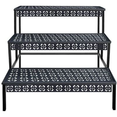 3 Tiers Metal Plant Stand,rectangular Ladder Flower Pots Outdoor, Indoor Plant Display Rack, Heavy Duty Utility Storage Organizer for Home Garden Patio Balcony, Stair Style