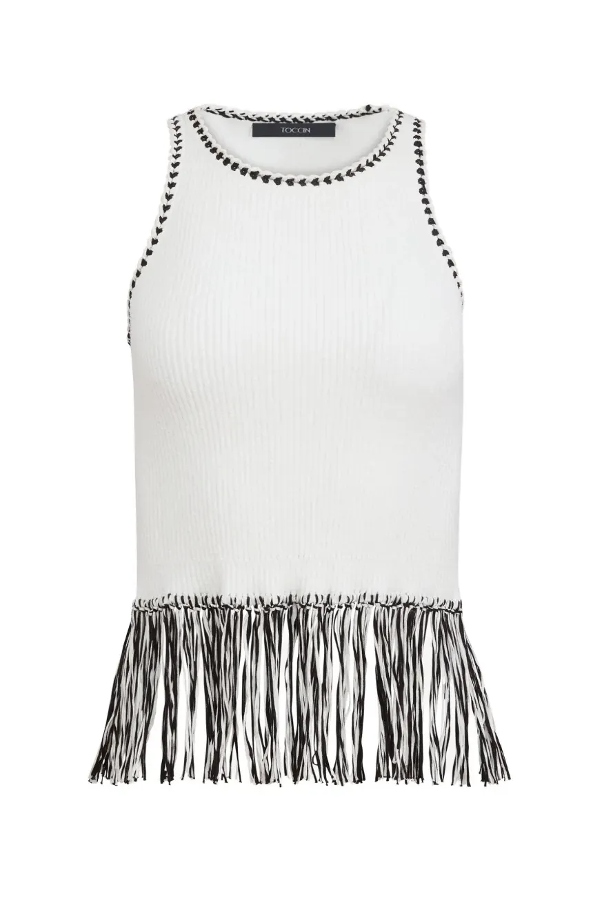 Toccin Dottie Fringe Racer Cotton Tank | Xxs