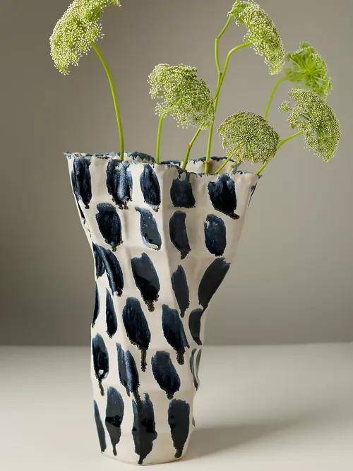 Jamie Young Blue Dot Ceramic Vase