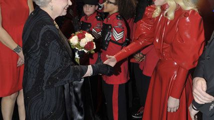 SEE PICS! Lady Gaga meets the Queen wearing red latex | Marie Claire UK