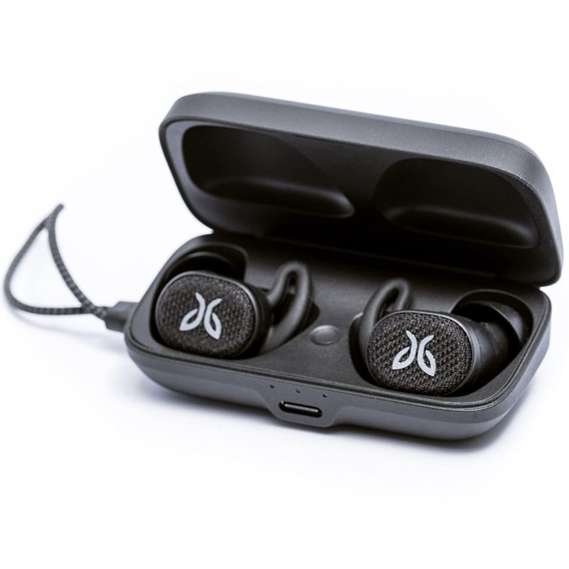 Jaybird Vista 2 earbuds in case in black.