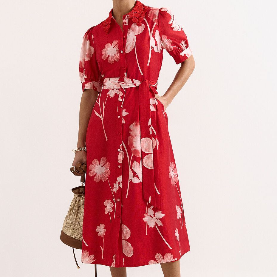 Delphine Red Floral Dress