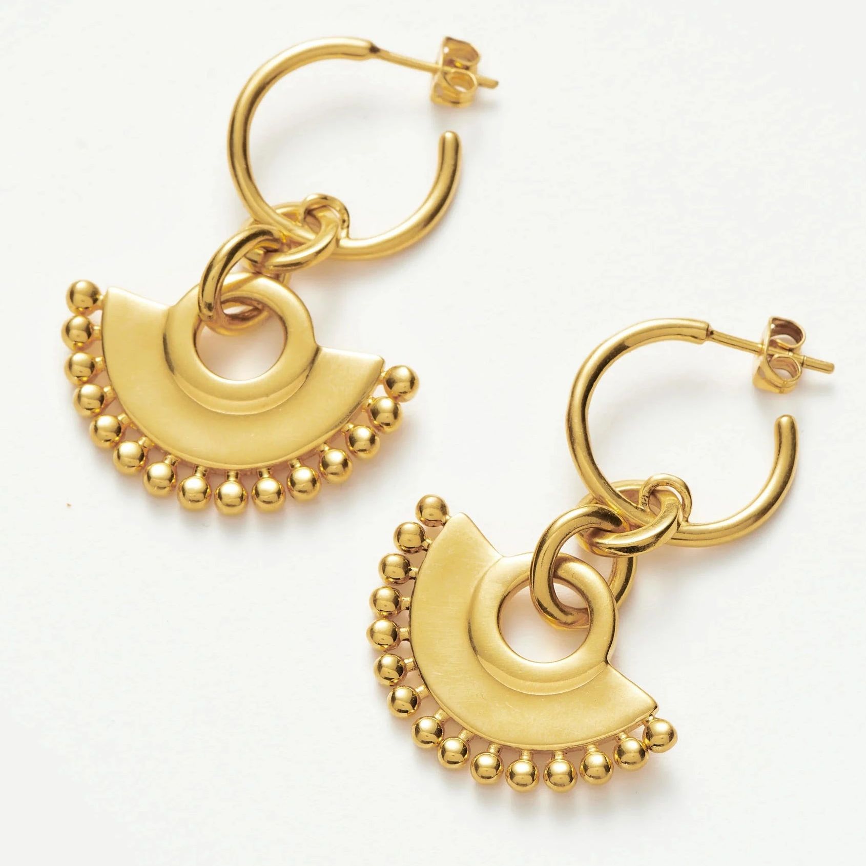 Zenyu Fan Chandelier Hoop Earrings - 18ct Gold Plated