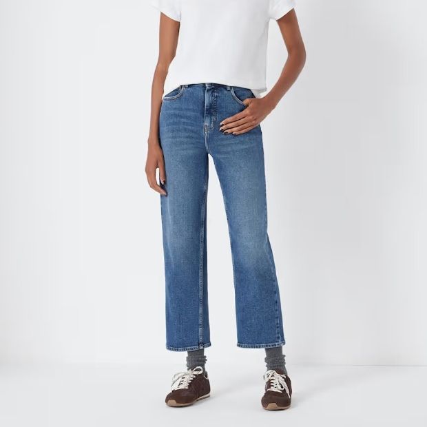 High Waisted Straight Leg Cropped Jeans