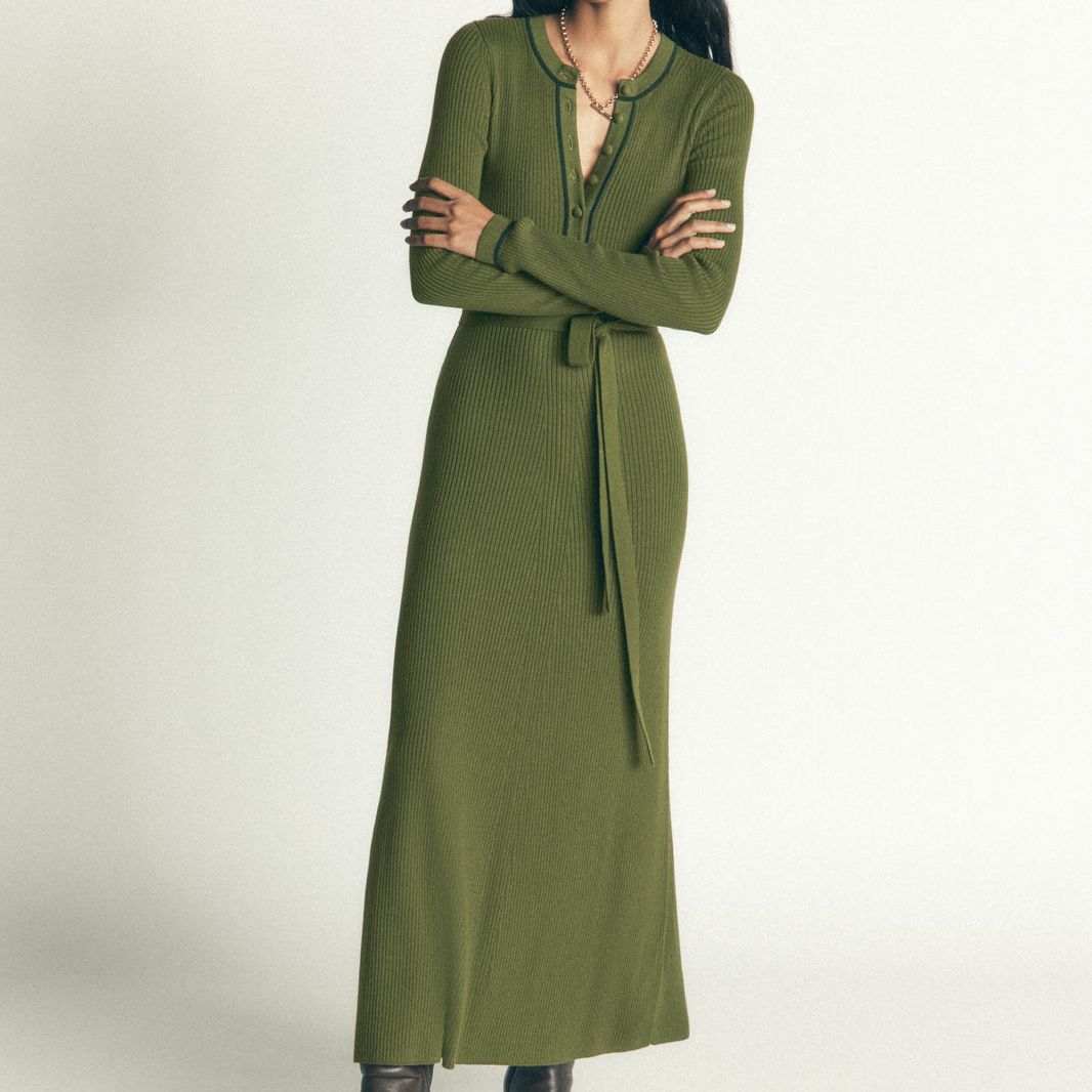 Boden Paula Ribbed Crew-Neck Midi Dress