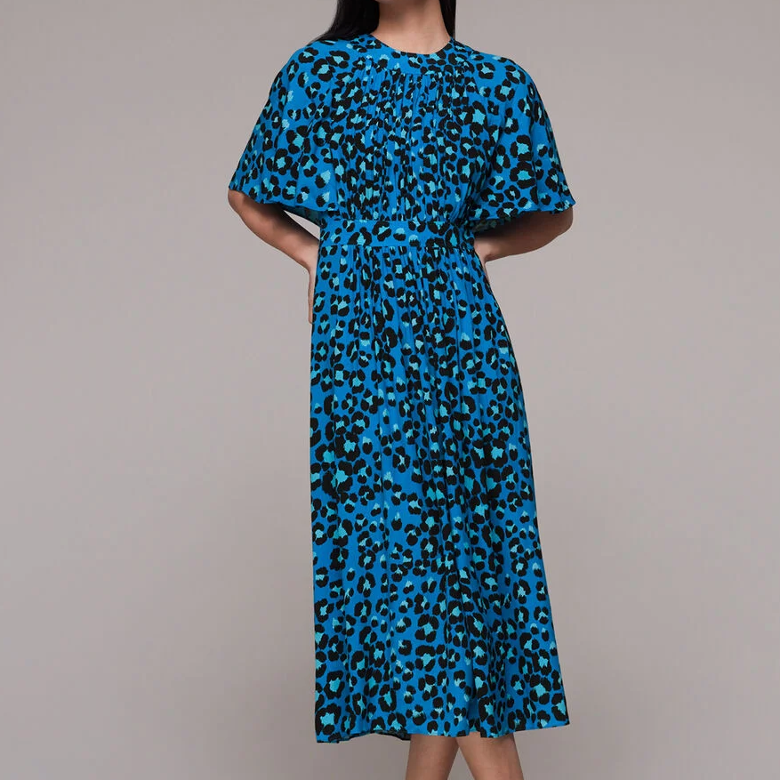 Whistles, Blue Leopard Print Dress
