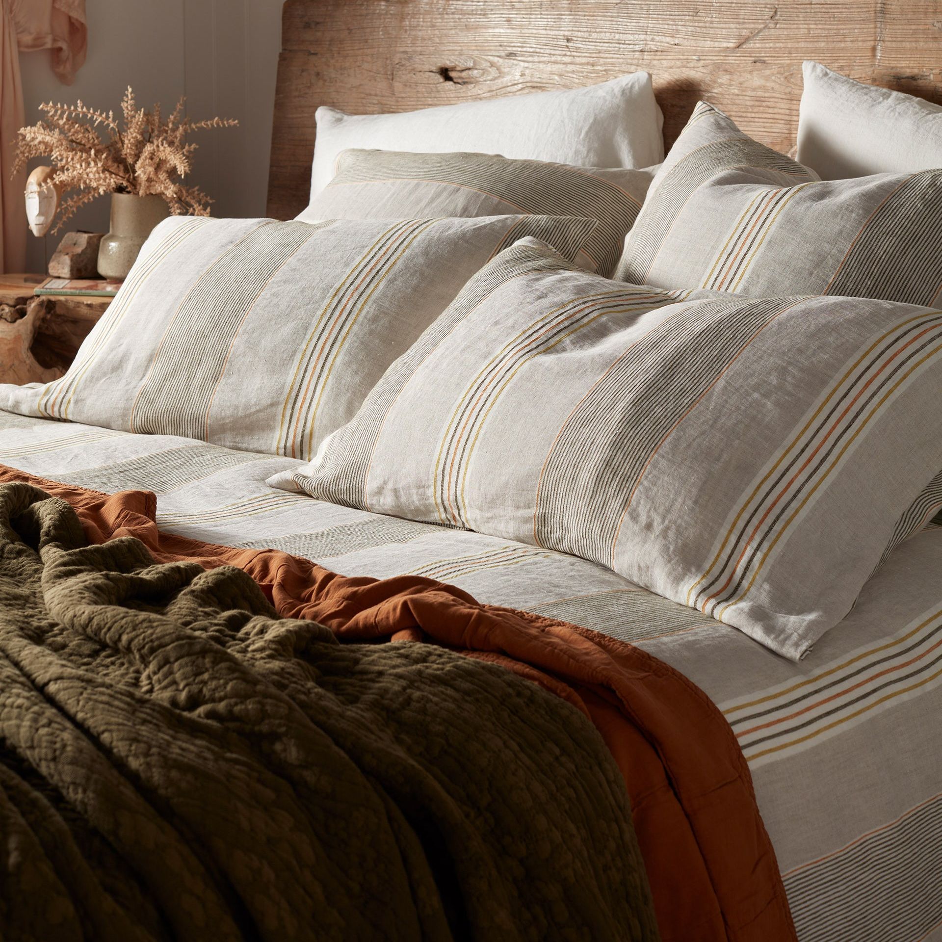Sophie Stripe 100% Linen Pillowcase - Standard