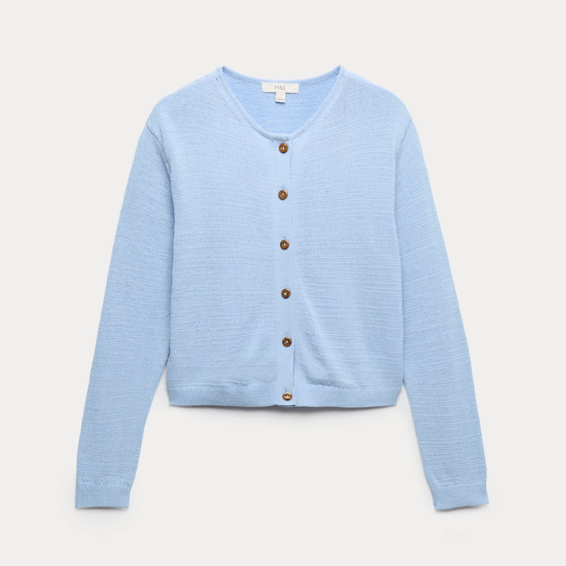 Cotton Rich Button Through Cropped Cardigan