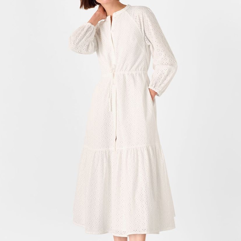 Whistles White Broderie Midi Dress