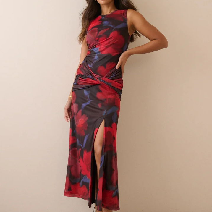 Nobody's Child, Red Floral Midi Dress