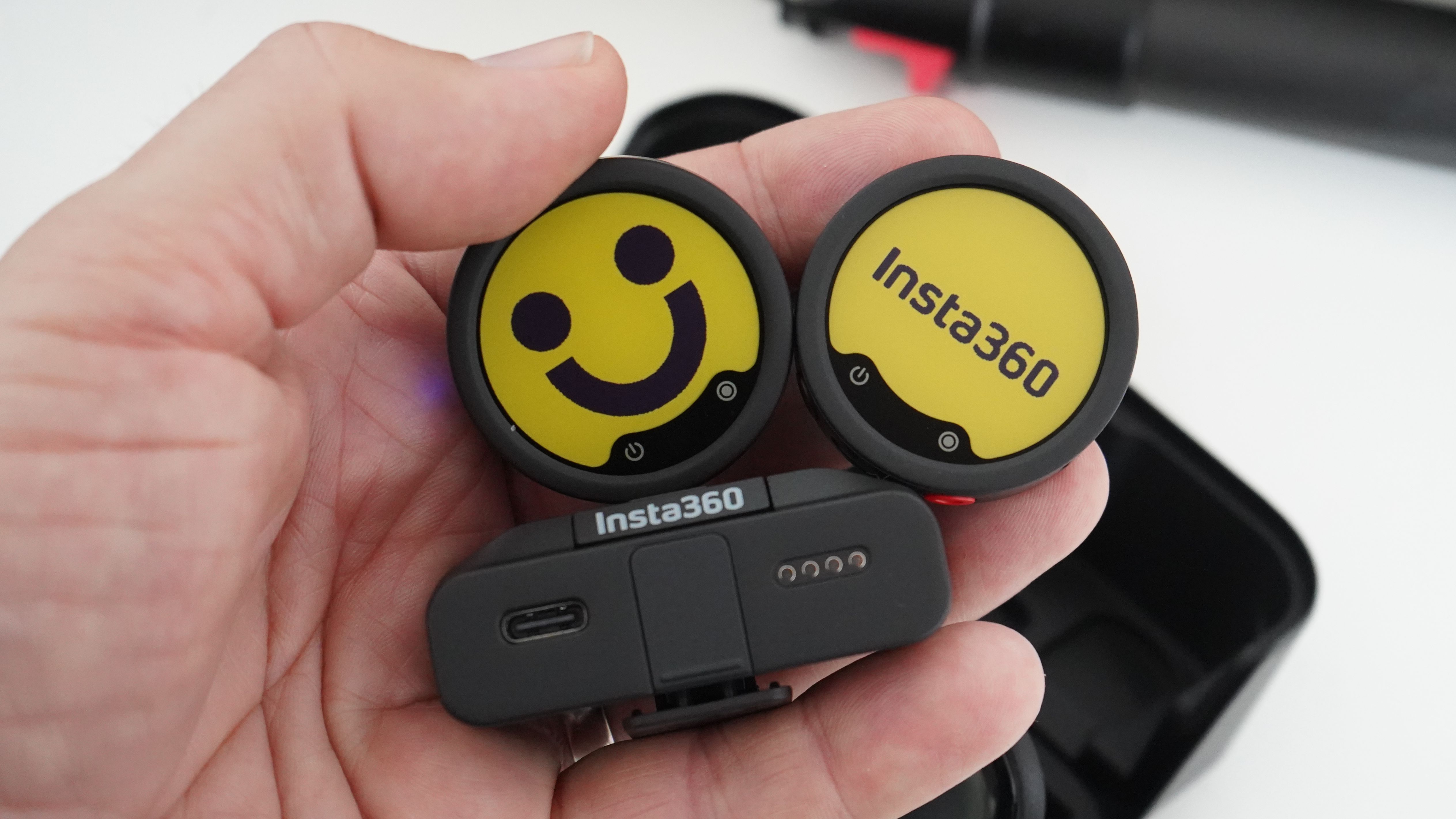 Insta360 Mic Pro both mics in hand