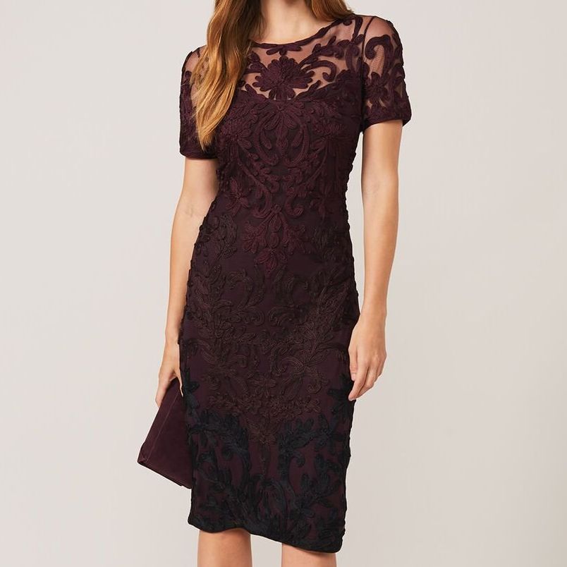 Kadie Cap Sleeve Tapework Dress