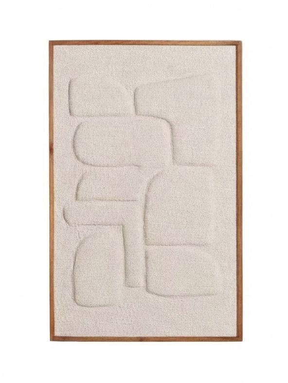 Maisons du Monde, Toile en coton et lin motif en relief blanc 70x110 DANABA