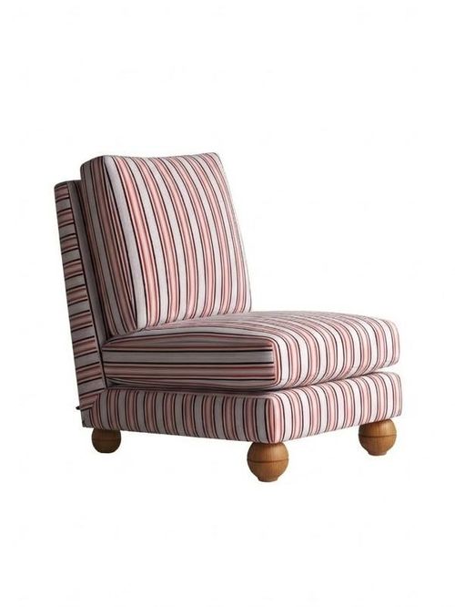 Perch Slipper Armchair in Slow Lane Cotton Linen, Berry