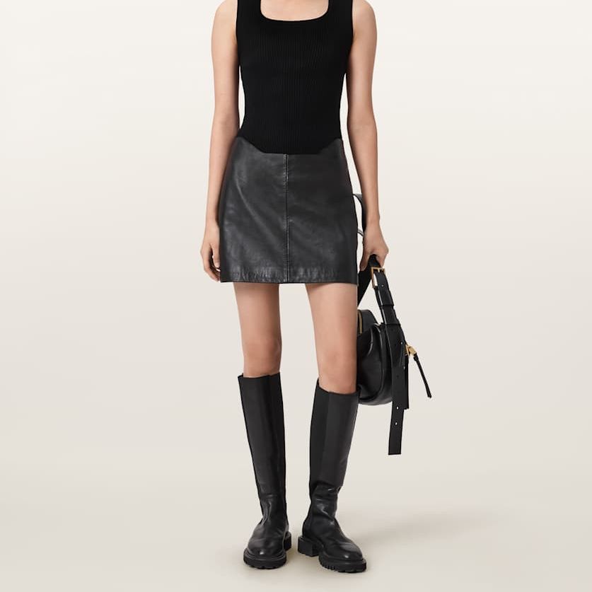 Renai Slim Fit Leather Mini Skirt