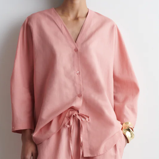 COS pink v-neck shirt